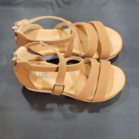 GIRLS OPEN TOE CORK  MULTI STRAP SANDALS - Picture 7 of 13